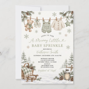 A Merry Little Baby Sprinkle Sage green Invitation