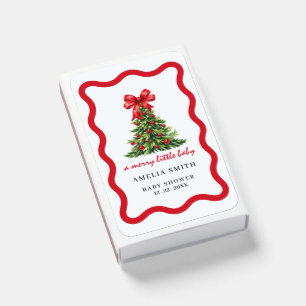 a merry little baby tree bow christmas baby shower matchboxes