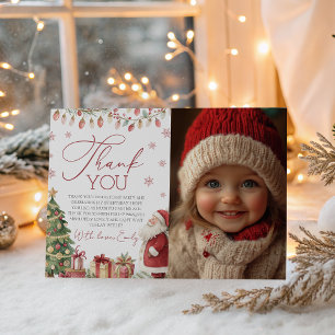 A Merry Little Birthday Photo Thank You Invitation