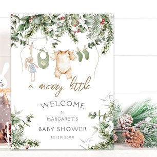 A Merry Little Boho Boy Winter Baby Shower Welcome Foam Board