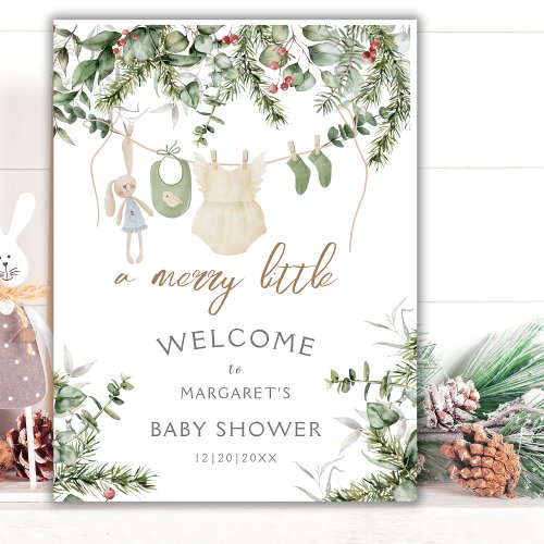 A Merry Little  Boho Winter Baby Shower Welcome Foam Board