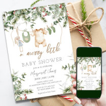 A Merry Little | Boho Winter Boy Baby Shower Invitation