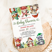 A Merry Little Christmas Animals Baby Shower Invitation