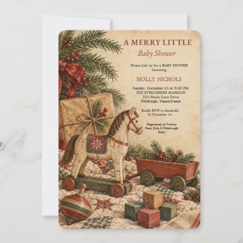 A Merry Little Christmas Baby Shower  Invitation