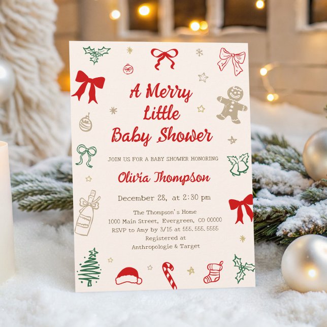 A Merry Little Christmas Baby Shower  Invitation (Creator Uploaded)