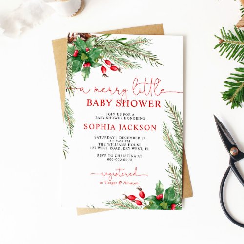 A Merry Little Christmas Baby Shower Invitation