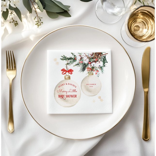 A Merry Little Christmas Baby Shower Modern Napkins (Creator Uploaded)