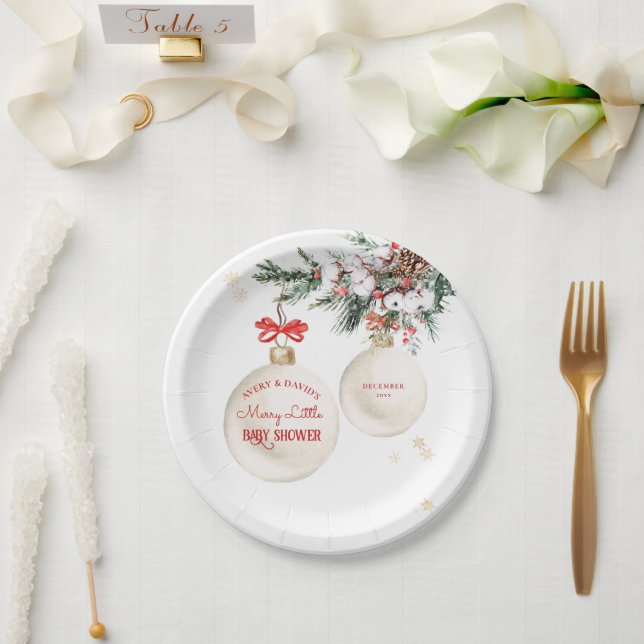 A Merry Little Christmas Baby Shower Modern Paper Plates (Wedding)
