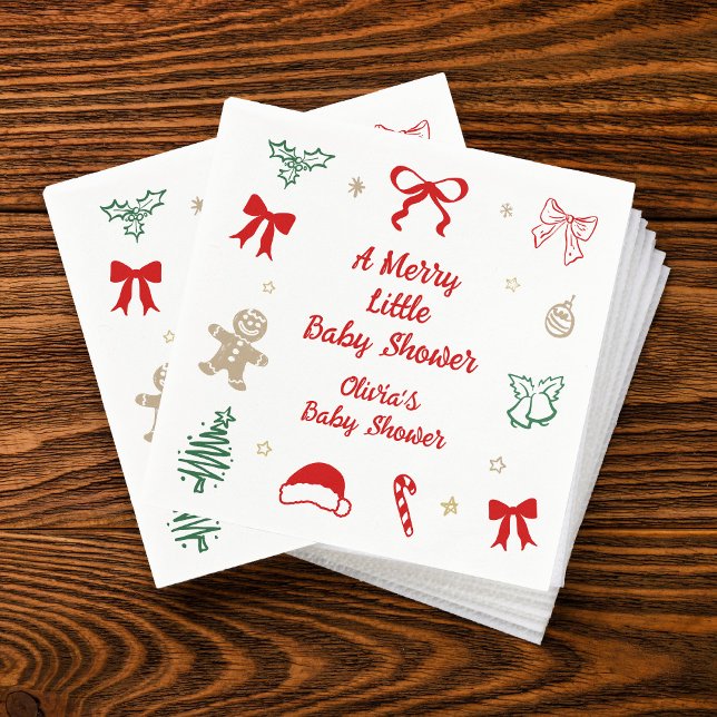 A Merry Little Christmas Baby Shower Napkins (Creator Uploaded)