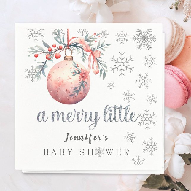 A merry little Christmas Ball Winter Baby Shower Napkins (Creator Uploaded)