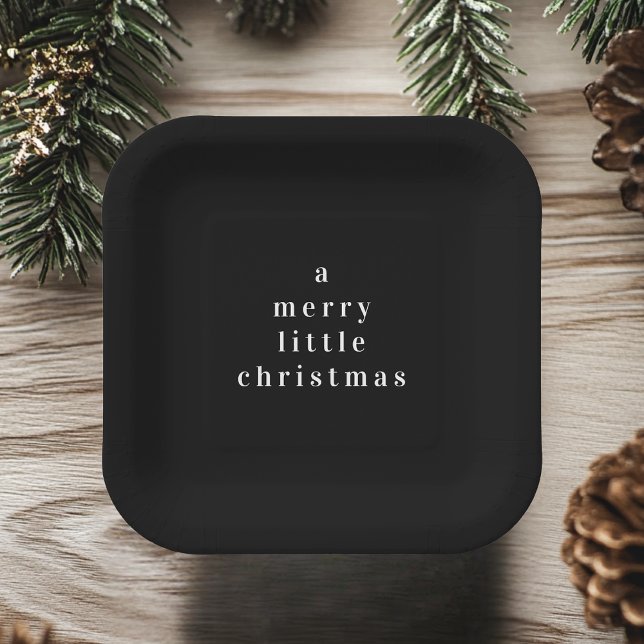 "A Merry Little Christmas Black and White  Paper Plates (Creator Uploaded)