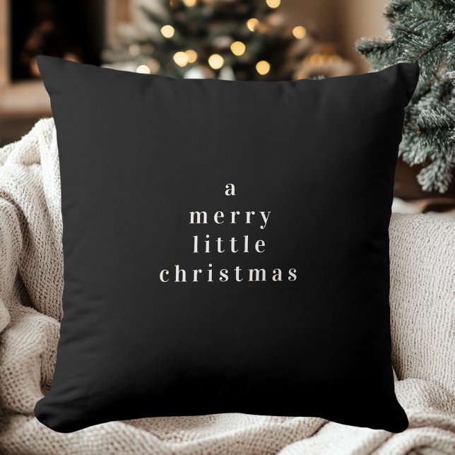 "A Merry Little Christmas Black and White  Throw Pillow (Creator Uploaded)