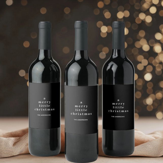 "A Merry Little Christmas Black and White  Wine Label (Creator Uploaded)