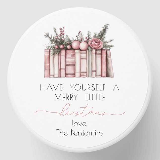 A Merry Little Christmas Books Mistletoe Holiday  Mini Candle Favors (Front)