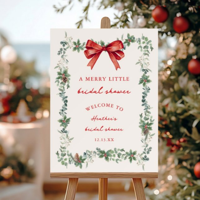 A Merry Little Christmas Bridal Shower Welcome Foam Board (Creator Uploaded)