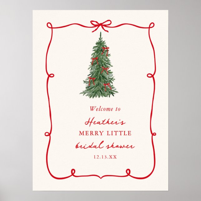 A Merry Little Christmas Bridal Shower Welcome Poster (Front)