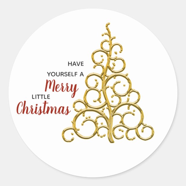 A Merry Little Christmas Classic Round Sticker (Front)