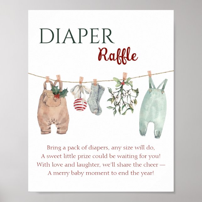 A Merry Little Christmas Clothes Diaper Raffle Poster (Front)