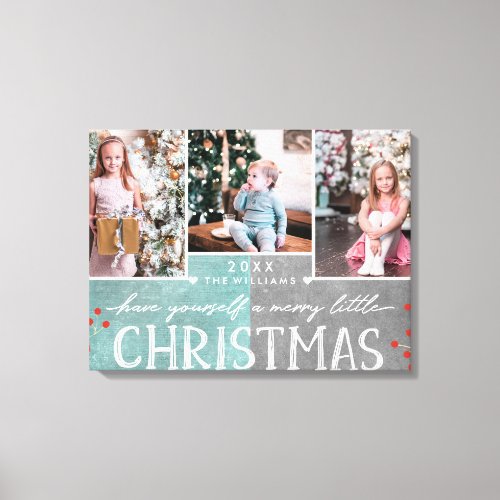 A Merry Little Christmas Family Photo Collage Canvas Print