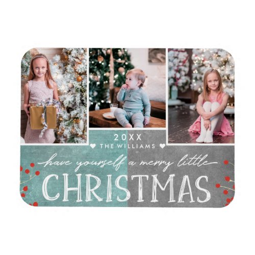 A Merry Little Christmas Family Photo Collage Magnet