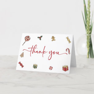 A Merry Little Christmas Holiday Baby Shower Letterpress Thank You Card