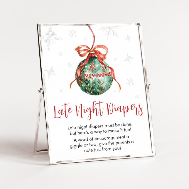 A Merry Little Christmas Late Night Diapers Poster (Merry Little Christmas Ornaments Baby Shower Late Night Diapers Sign)