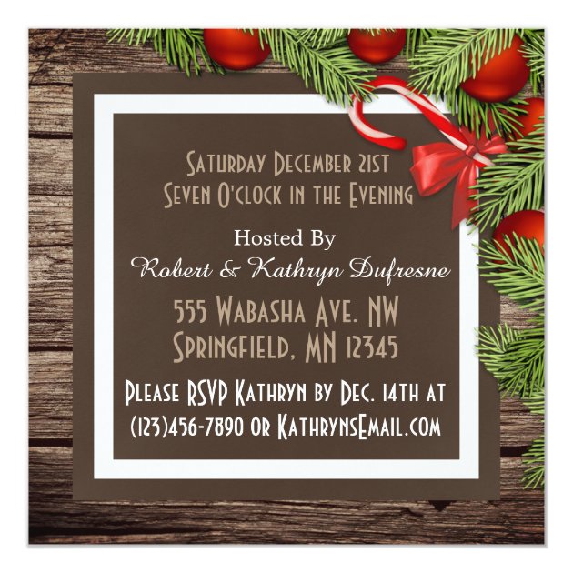 "A Merry Little Christmas Party" Rustic Invitation