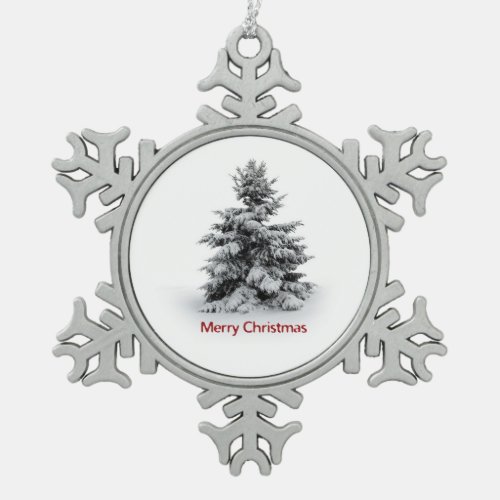 A Merry Little Christmas Snowflake Pewter Christmas Ornament