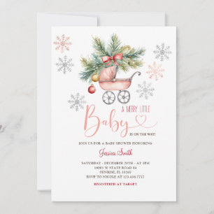 A Merry Little Christmas Snowflakes Baby Shower Invitation