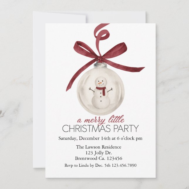 A Merry Little Christmas, Snowman Invitation (Front)