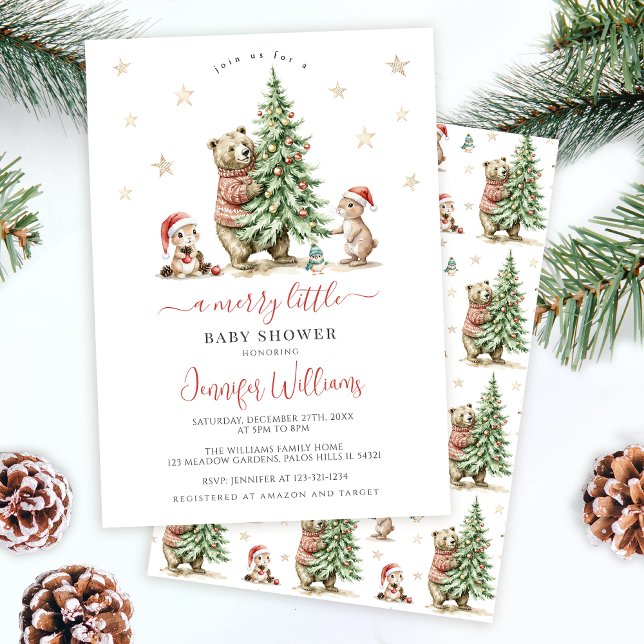 A Merry Little Christmas Winter Cute Baby Shower Invitation (Creator Uploaded)