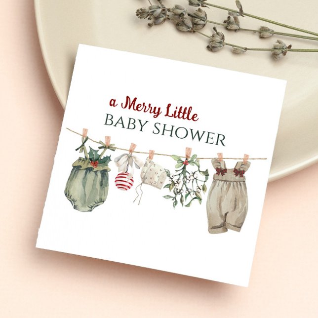 A Merry Little Girl Baby Shower Christmas Clothes Napkins (Creator Uploaded)