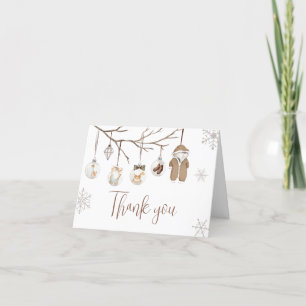 A Merry Little Winter Christmas Baby Shower Letterpress Thank You Card