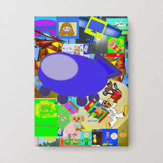 A Merry Spaceship Cartoon Button