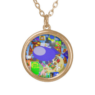 A Merry Spaceship Cartoon Gold Plated Necklace