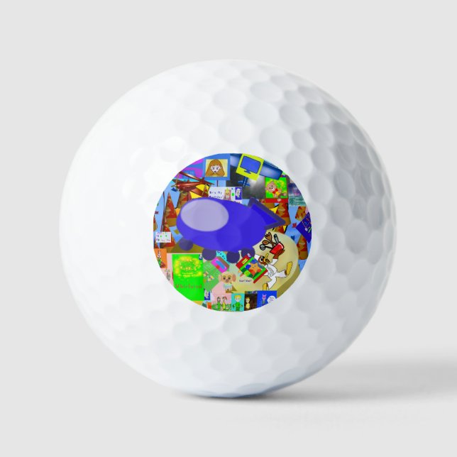 A Merry Spaceship Cartoon Golf Balls (Front)