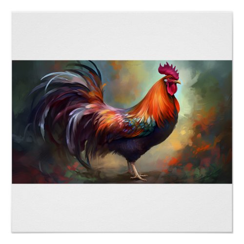 A Mesmerizing Rooster Art Glossy Poster