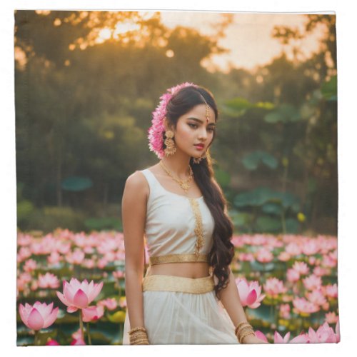 a mesmerizing scene a large pink lotus takes cent cloth napkin
