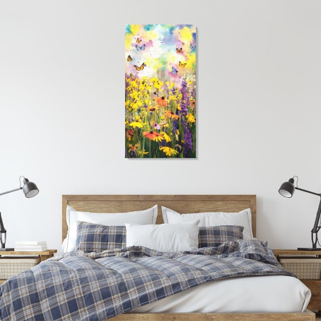 A mesmerizing watercolor painting depicting Wildfl Canvas Print (Insitu(Bedroom))