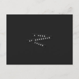 A Mess Of Gorgeous Chaos Embossed Labels Announcement Postcard