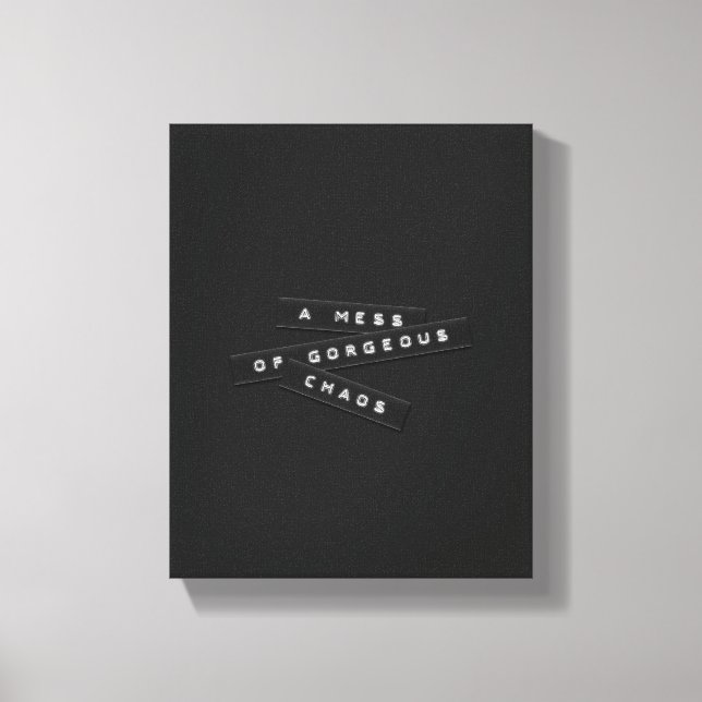 A Mess Of Gorgeous Chaos Embossed Labels Canvas Print (Front)