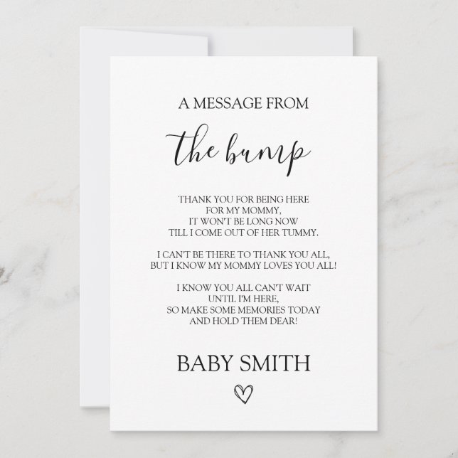  A Message From The Bump Baby Shower Card (Front)