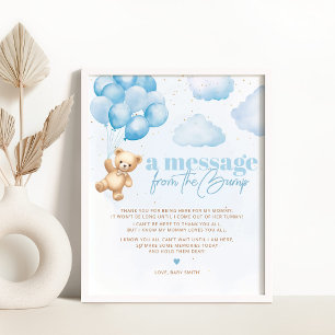 A message from the bump blue teddy bear poster