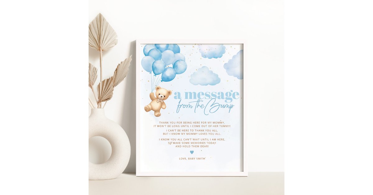 a-message-from-the-bump-blue-teddy-bear-poster-zazzle