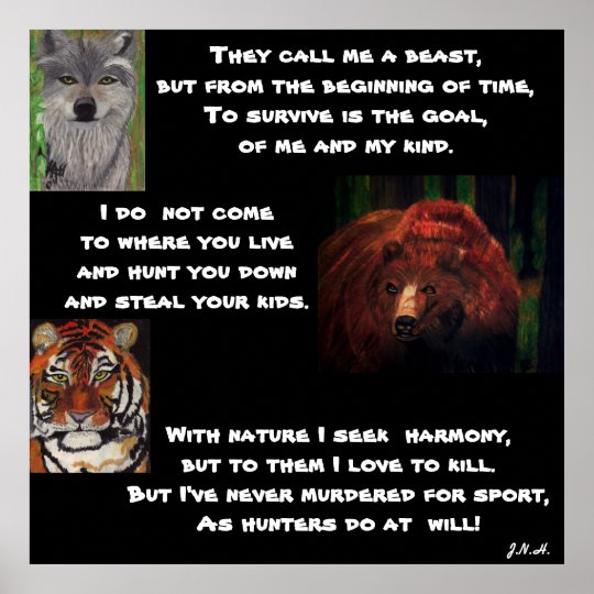 A MESSAGE FROM THE WILD ANIMALS POEM POSTER | Zazzle.com