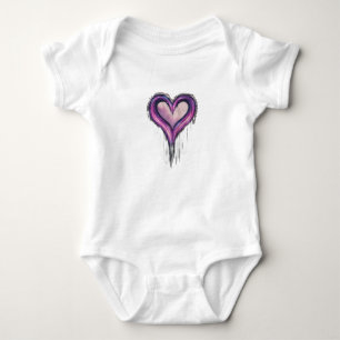 A meteor shower forming the shape of a heart or in baby bodysuit