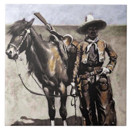 A Mexican Buccaro in Texas by Frederic Remington Ceramic Tile