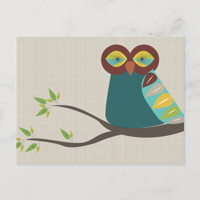 A Mid Century Modern Owl Postcard (Front)
