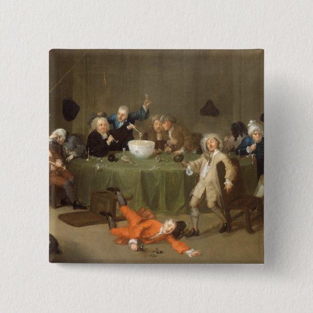 A Midnight Modern Conversation, c.1732 (oil on can Button (Front)