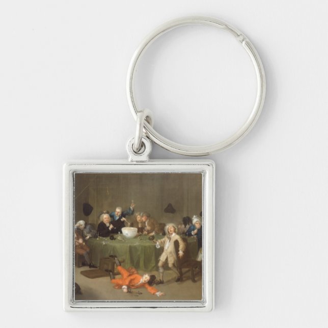 A Midnight Modern Conversation, c.1732 (oil on can Keychain (Front)